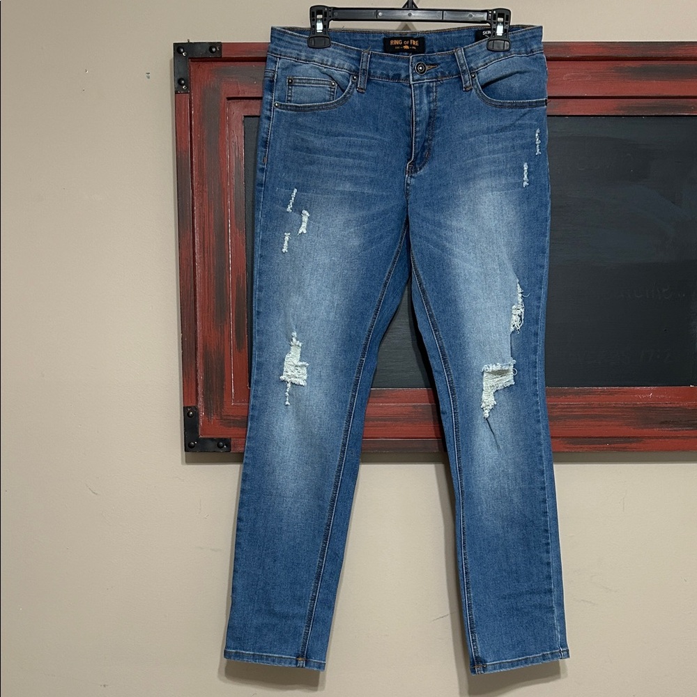 Ring of Fire Light Blue Skinny Distressed Jeans